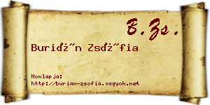 Burián Zsófia névjegykártya